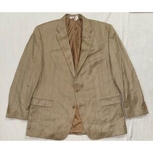 Lauren Ralph Lauren Men's 48L Silk Wool Blend Sport Coat Beige Striped Blazer‎